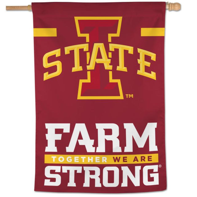 Bandera vertical FARM STRONG de Iowa State Cyclones de 28" x 40"