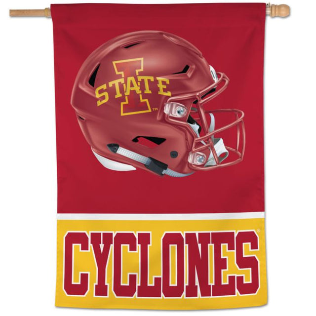 Bandera vertical de Iowa State Cyclones con casco de 28" x 40"