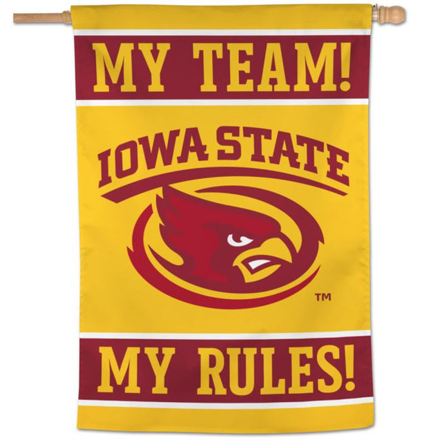 Bandera vertical MI EQUIPO MIS REGLAS de Iowa State Cyclones de 28" x 40"