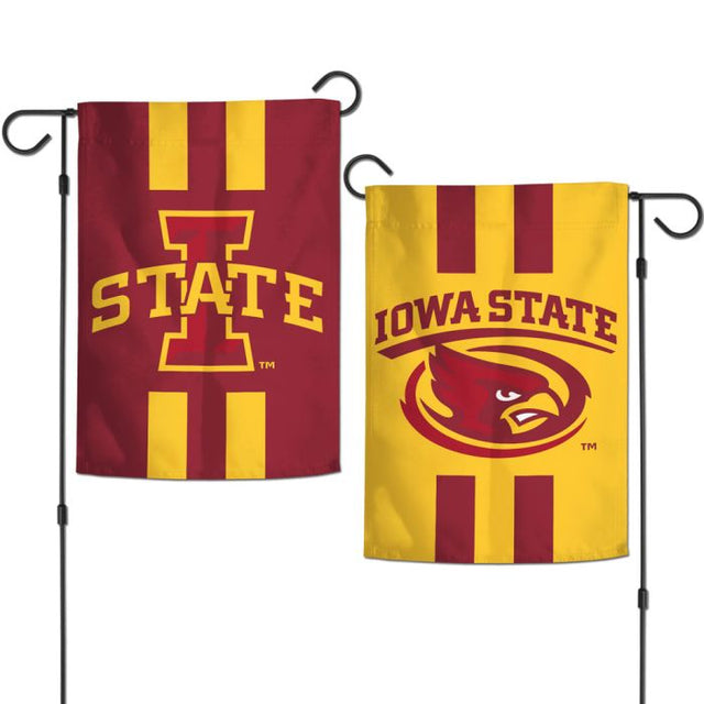 Banderas de jardín de rayas verticales de Iowa State Cyclones, de 2 lados, 12,5" x 18"