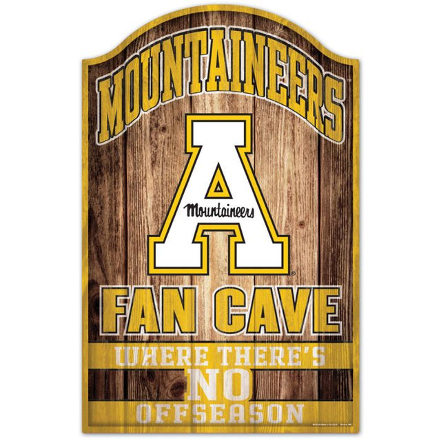 Letrero de madera FAN CAVE de Appalachian State Mountaineers, 11" x 17", 1/4" de grosor