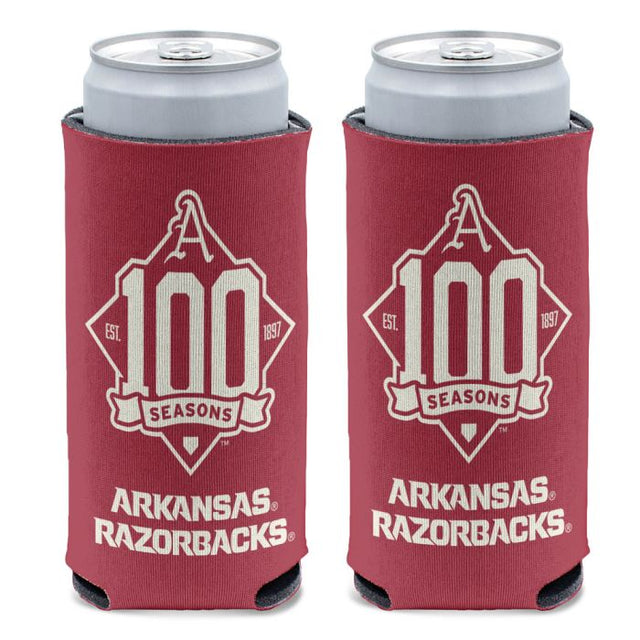 Arkansas Razorbacks ARKANSAS BASEBALL 100 SEASONS Enfriador de lata delgada de 12 oz CARDINAL