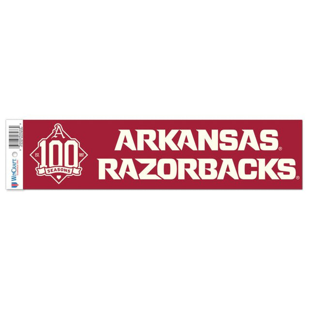 Arkansas Razorbacks BÉISBOL DE ARKANSAS 100 TEMPORADAS Tira de parachoques CARDINAL