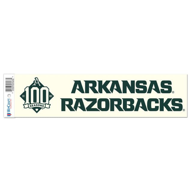 Arkansas Razorbacks BÉISBOL DE ARKANSAS 100 TEMPORADAS Tira de parachoques CREMA