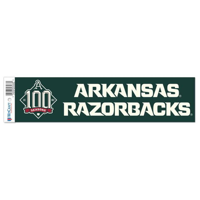 Arkansas Razorbacks ARKANSAS BASEBALL 100 SEASONS - Tira de parachoques VERDE