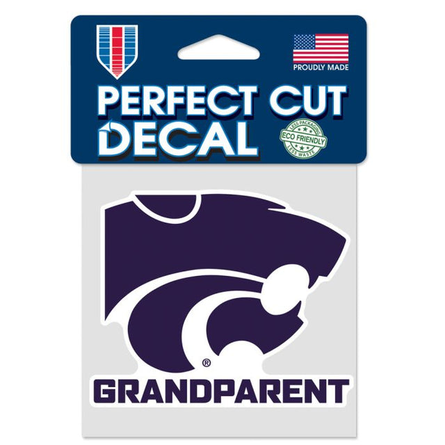 Calcomanía de color de corte perfecto de los Kansas State Wildcats GRANDPARENT de 4" x 4"