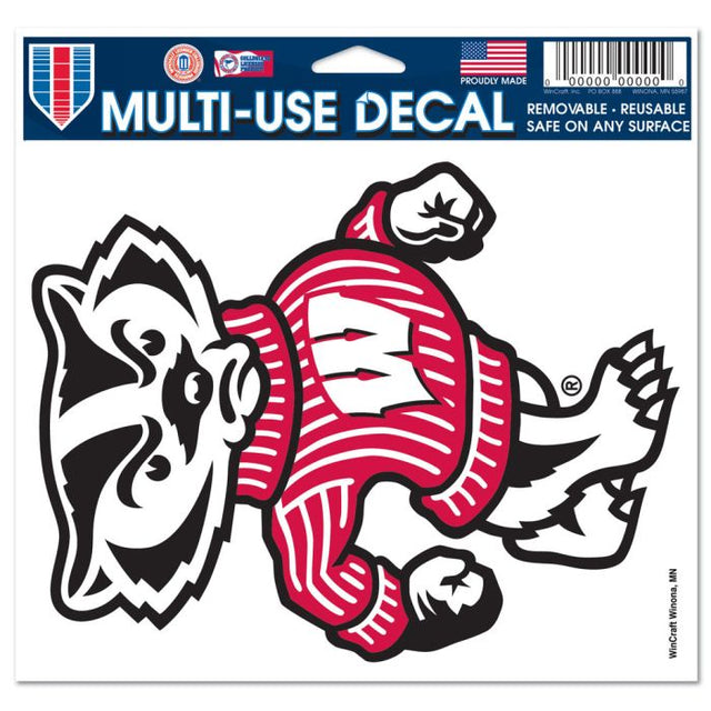 Wisconsin Badgers Multi-Use Decal -Clear Bckrgd 5" x 6"