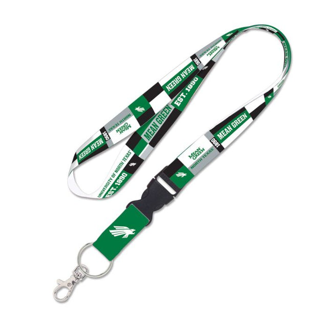 North Texas Mean Green COLOR BLOCK Lanyard w/detachable buckle 1"