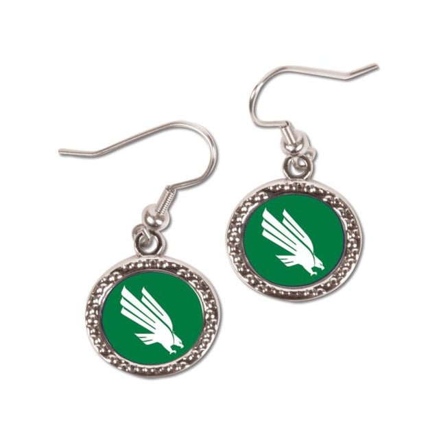 Pendientes con el logotipo de North Texas Mean Green WIRE en cartón redondo