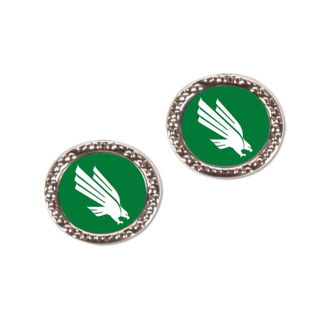 Pendientes de poste ovalado de North Texas Mean Green, joyería en cartulina redonda