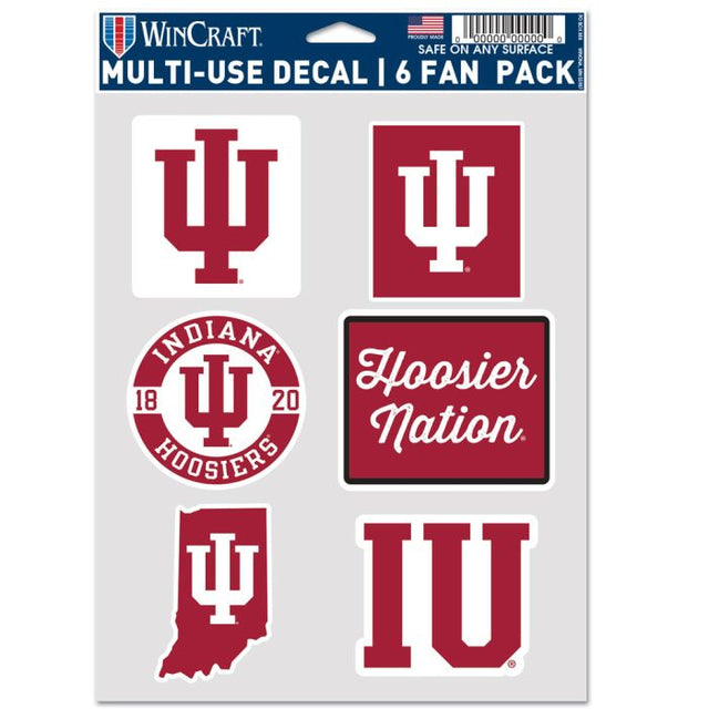 Indiana Hoosiers STATE SHAPE Multi Use 6 Fan Pack