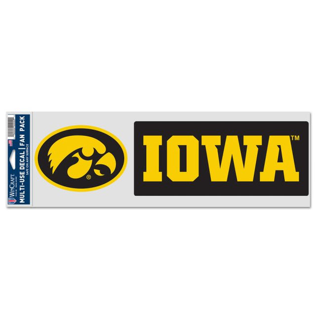 Paquete de 2 calcomanías para fanáticos de Iowa Hawkeyes, 3,75" x 12"