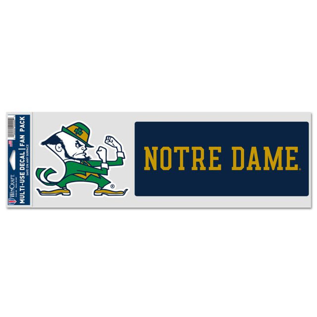 Paquete de 2 calcomanías para fanáticos de Notre Dame Fighting Irish de 3,75" x 12"