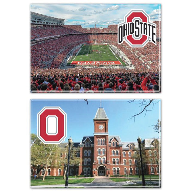 Imán rectangular para estadio/campus de Ohio State Buckeyes, paquete de 2, 2 x 3 pulgadas