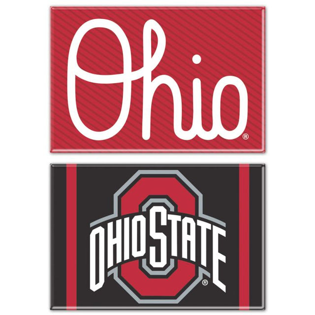 Imán rectangular con logotipo y guión de Ohio State Buckeyes, paquete de 2, 2" x 3"