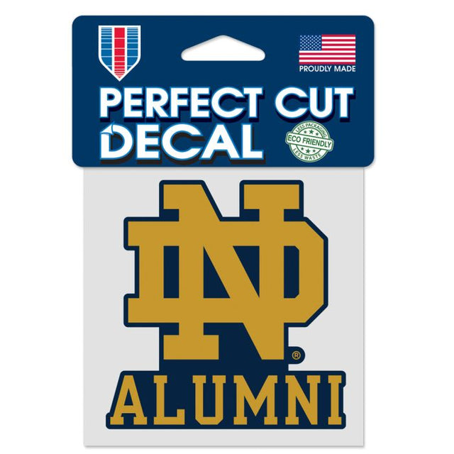 Calcomanía de color de corte perfecto de Notre Dame Fighting Irish N/D ALUMNI de 4" x 4"