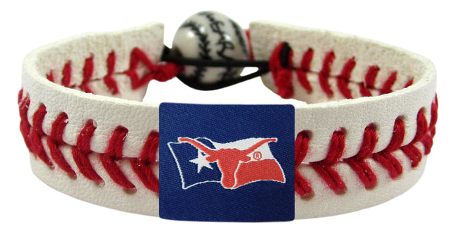 Pulsera de béisbol clásica de los Texas Longhorns con la bandera de Texas CO