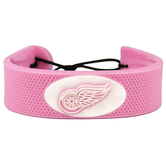 Pulsera de los Detroit Red Wings de hockey rosa CO