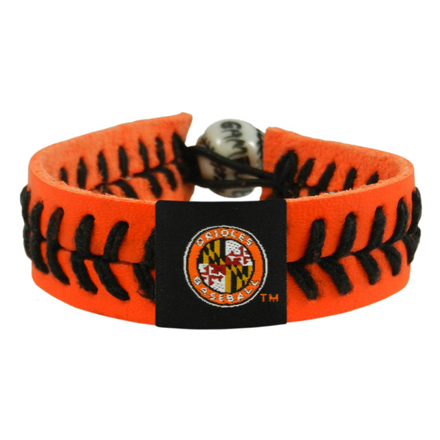 Pulsera de los Baltimore Orioles, color del equipo, camiseta de béisbol, logotipo de la manga, cuero naranja, hilo negro CO