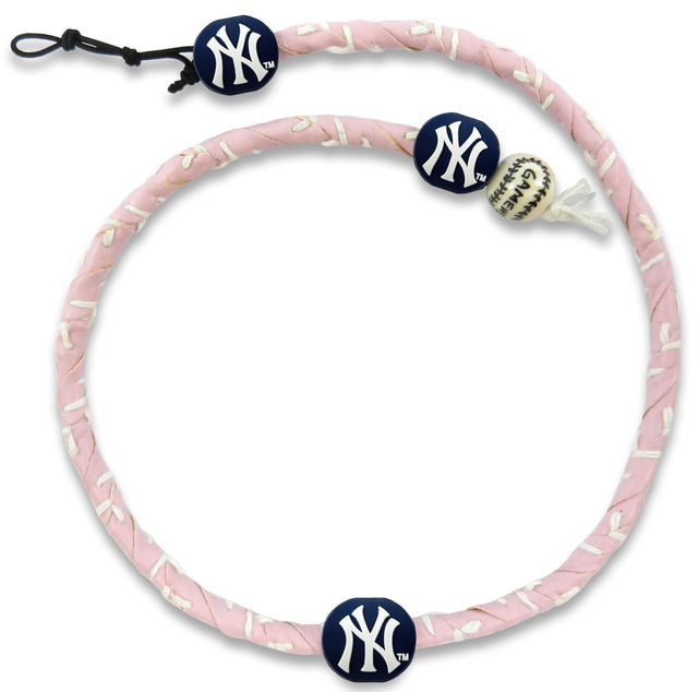 Collar de los Yankees de Nueva York Frozen Cuerda de béisbol Cuero Rosa CO