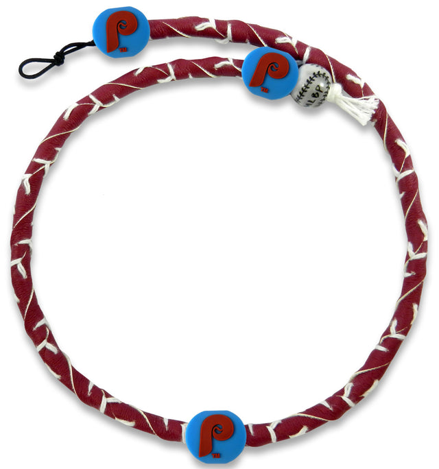 Collar de los Philadelphia Phillies con cuerda congelada, color del equipo, béisbol, logotipo retro P CO