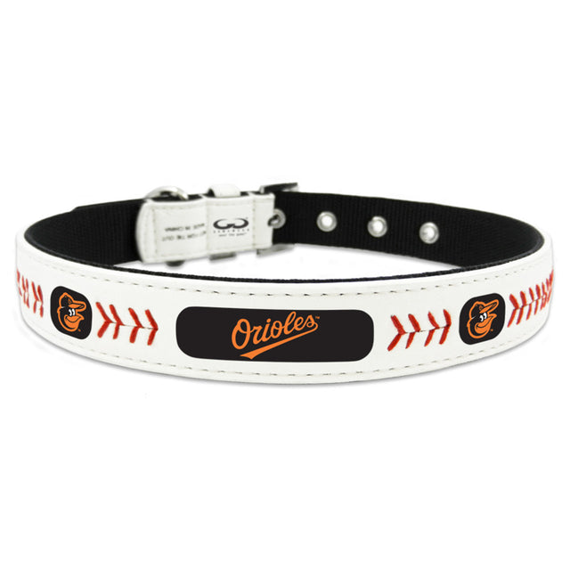 Collar para mascotas de los Baltimore Orioles, de béisbol clásico, de cuero, tamaño pequeño