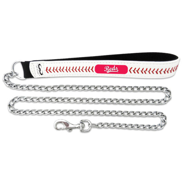 Cincinnati Reds Pet Leash Leather Chain Baseball Size Large CO