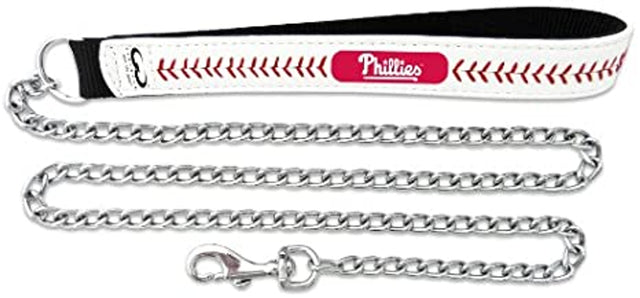 Correa para mascotas de los Philadelphia Phillies con cadena de cuerda congelada y tamaño grande de béisbol