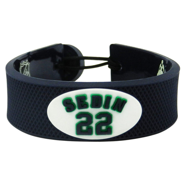 Brazalete de los Vancouver Canucks con el color del equipo y la camiseta Daniel Sedin Design CO