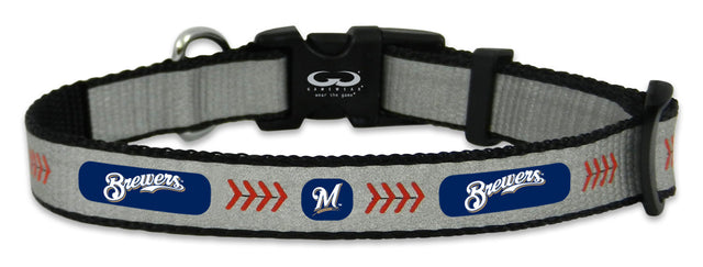 Collar reflectante para mascotas de los Milwaukee Brewers, talla pequeña, con pelota de béisbol