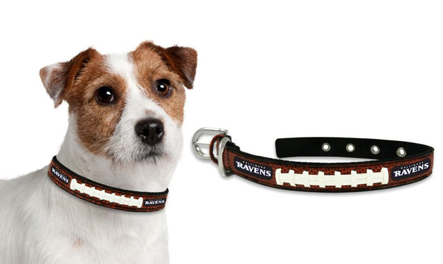 Collar de cuero para mascotas de los Baltimore Ravens, talla pequeña, CO