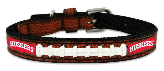 Collar para mascotas de los Nebraska Cornhuskers, juguete clásico de cuero de tamaño de fútbol