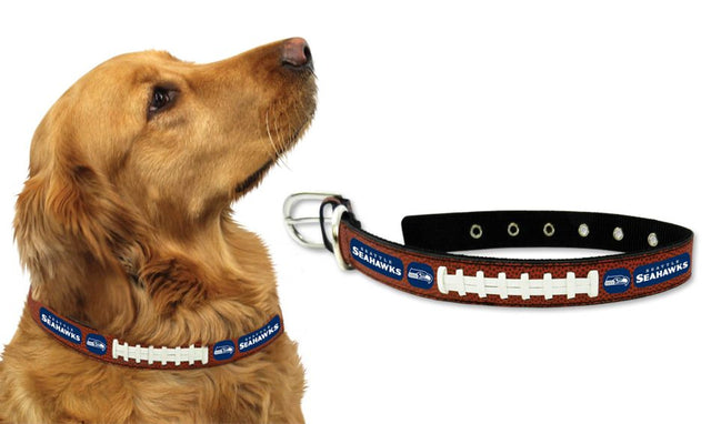 Collar de cuero para mascotas de los Seattle Seahawks, clásico, de fútbol, ​​tamaño mediano, CO