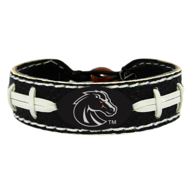 Pulsera de los Boise State Broncos, color del equipo, fútbol, ​​cuero negro, CO