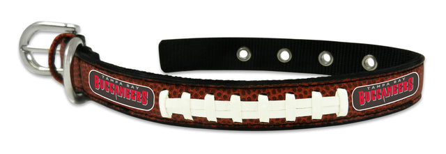 Collar de cuero para mascotas de los Tampa Bay Buccaneers, clásico, tamaño pequeño, con diseño de fútbol