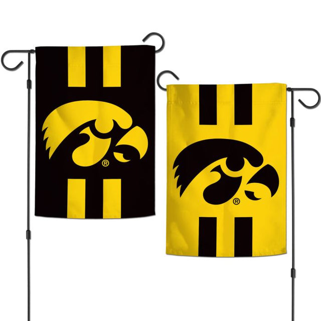 Banderas de jardín de rayas de Iowa Hawkeyes, de 2 lados, 12,5" x 18"