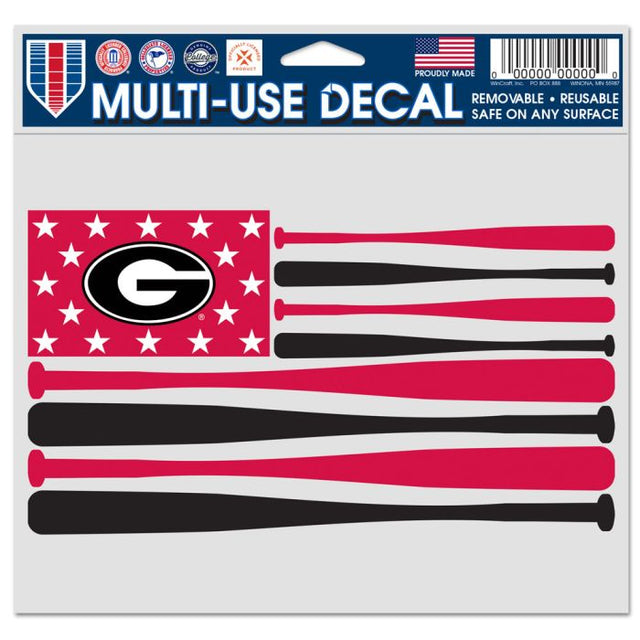 Georgia Bulldogs BAT FLAG Multi-Use Decal -Clear Bckrgd 5" x 6"