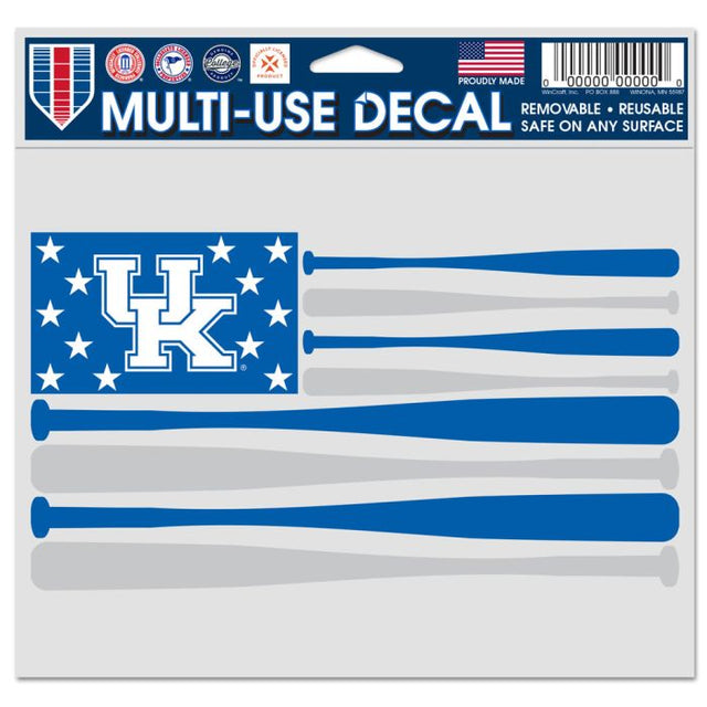 Calcomanía multiusos con la bandera de murciélago de Kentucky Wildcats, fondo transparente, 5" x 6"