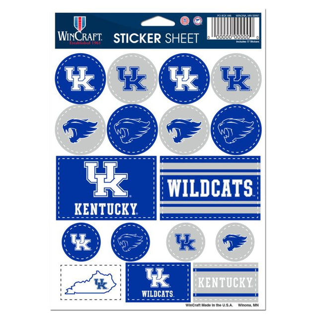 Hoja de calcomanías de vinilo de Kentucky Wildcats de 5" x 7"