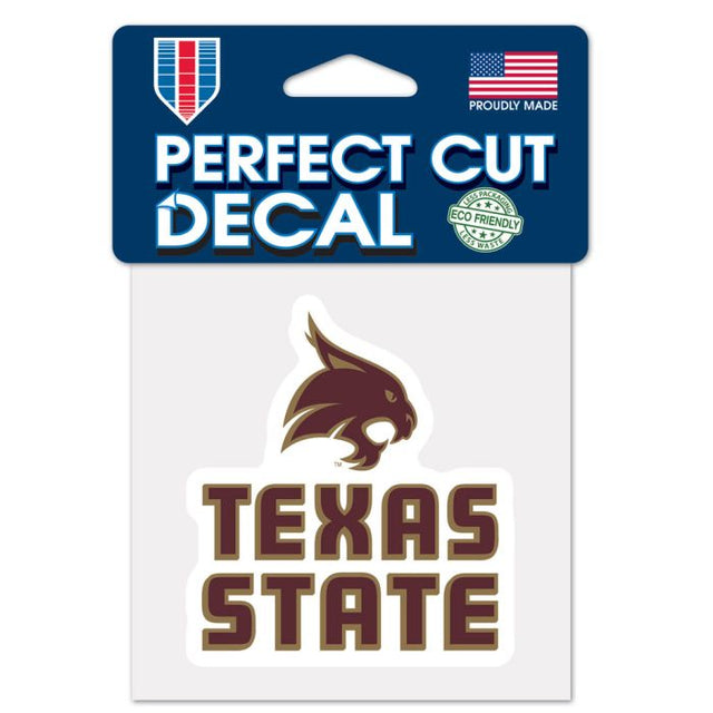 Calcomanía de color de corte perfecto de Texas State Bobcats de 4" x 4"