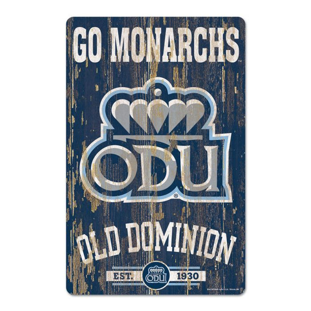 Letrero de madera con el lema de Old Dominion Monarchs, 11" x 17", 1/4" de grosor