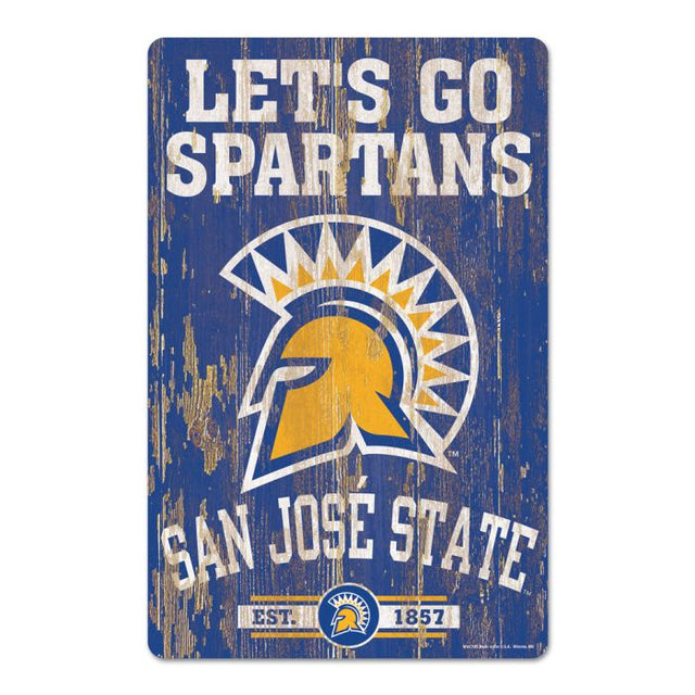 Letrero de madera con el lema de los Spartans de San José State, 11" x 17", 1/4" de grosor