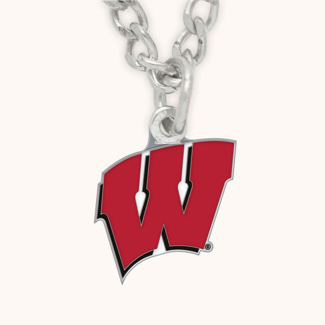 Wisconsin Badgers Necklace w/Charm Clamshell