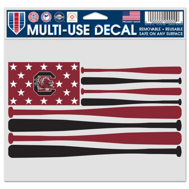 South Carolina Gamecocks PATRIOTIC BATS Multi-Use Decal -Clear Bckrgd 5" x 6"