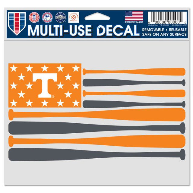 Tennessee Volunteers PATRIOTIC BATS Multi-Use Decal -Clear Bckrgd 5" x 6"