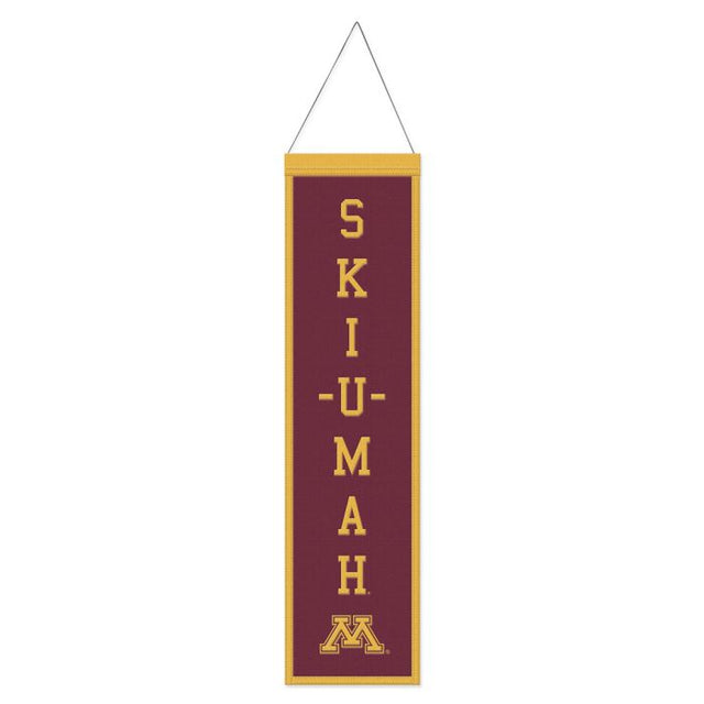 Bandera de lana con lema de Minnesota Golden Gophers, 8" x 32"