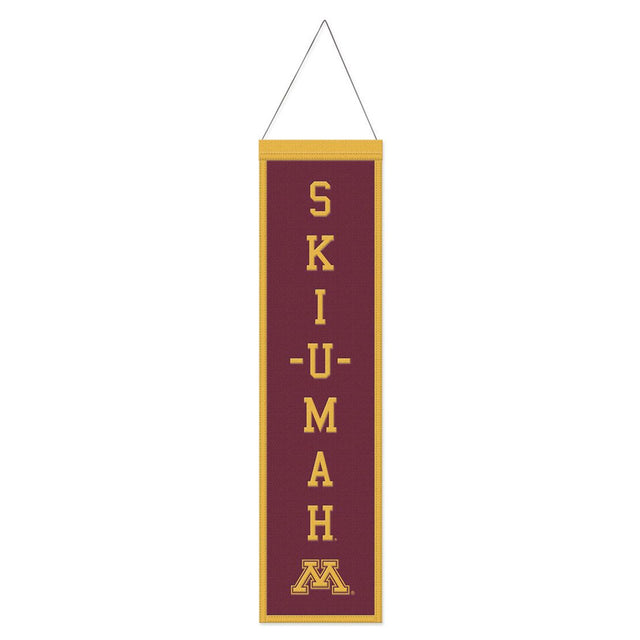 Estandarte de lana de Minnesota Golden Gophers de 8 x 32 pulgadas con diseño de eslogan tradicional