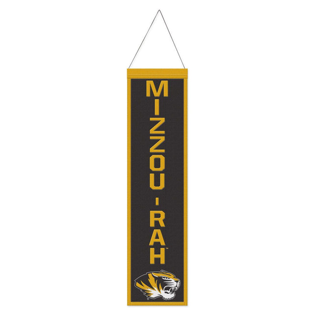 Estandarte de lana de los Missouri Tigers de 8 x 32 pulgadas con diseño de eslogan tradicional