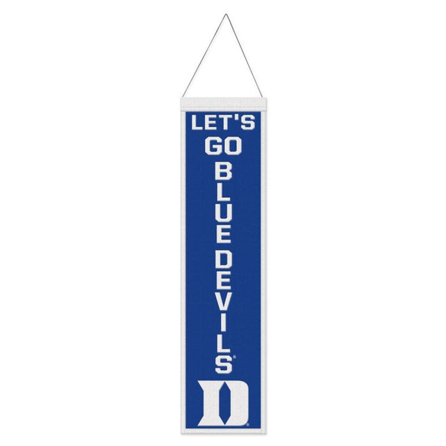 Bandera de lana con lema de Duke Blue Devils, 8" x 32"