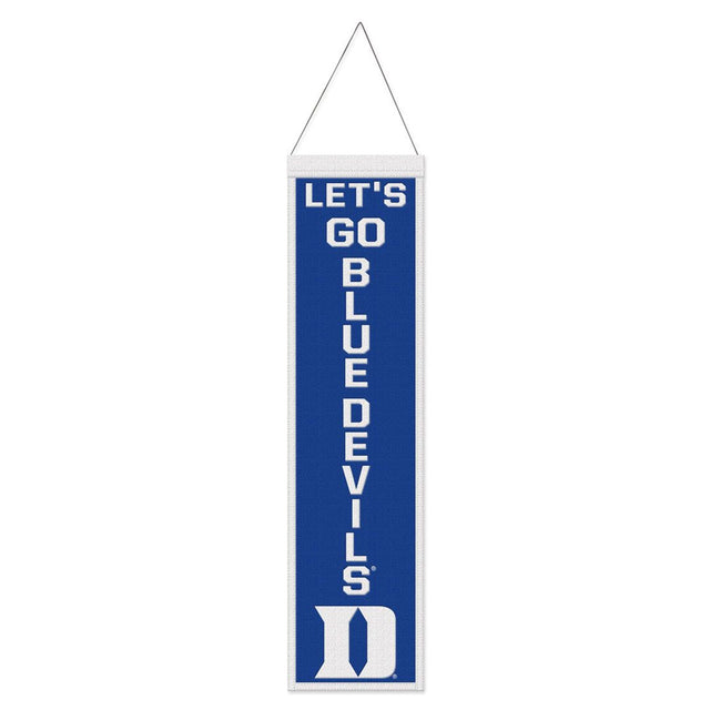 Estandarte de lana de los Duke Blue Devils de 8 x 32 pulgadas con diseño de eslogan tradicional